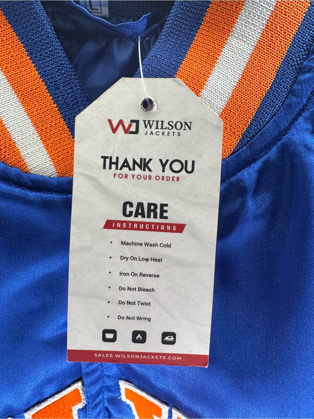 NWT Men’s Wilson NEW YORK NBA Starter Satin Varsity Bomber Jacket Blue Orange L - Picture 9 of 16
